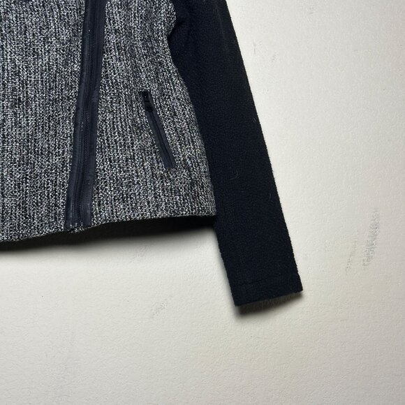 Banana Republic Sweater Women 8 Wool Blend Full Zip Sequined Metallic Black Grey - Picture 9 of 13